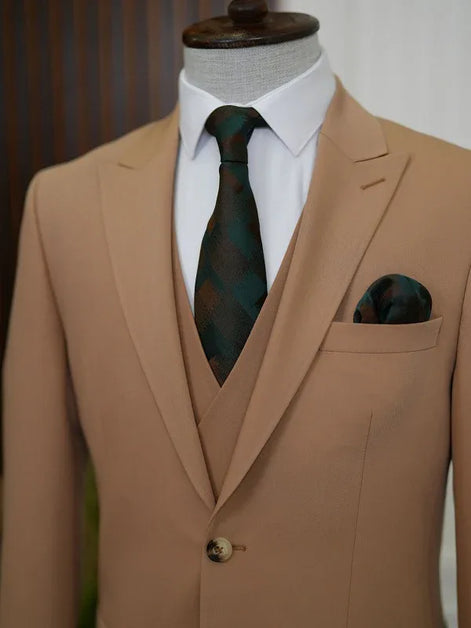 Bradenton Slim Fit 3 Piece Brown Suit