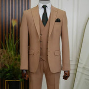 Bradenton Slim Fit 3 Piece Brown Suit