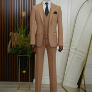 Bradenton Slim Fit 3 Piece Brown Suit