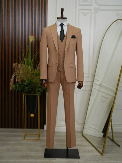 Bradenton Slim Fit 3 Piece Brown Suit