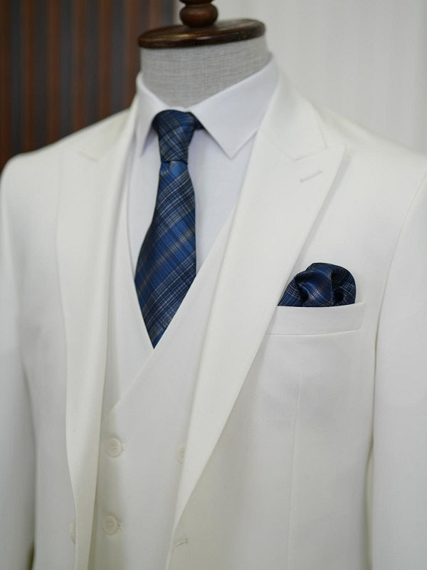 Bradenton Slim Fit 3 Piece Off White Suit