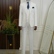 Bradenton Slim Fit 3 Piece Off White Suit