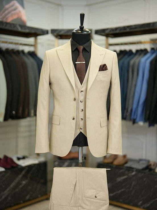 Slim Fit Beige Suit