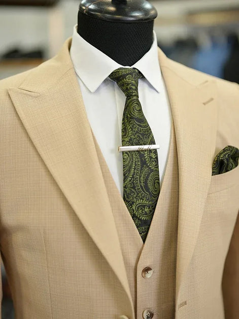 Daytona Slim Fit Check Camel Suit