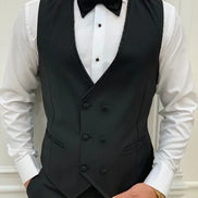 Deerfield Black Slim Fit Peak Lapel Floral Tuxedo