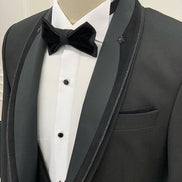 Deerfield Slim Fit Velvet Shawl Button Lapel Black Tuxedo