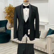 Deerfield Slim Fit Velvet Shawl Button Lapel Black Tuxedo
