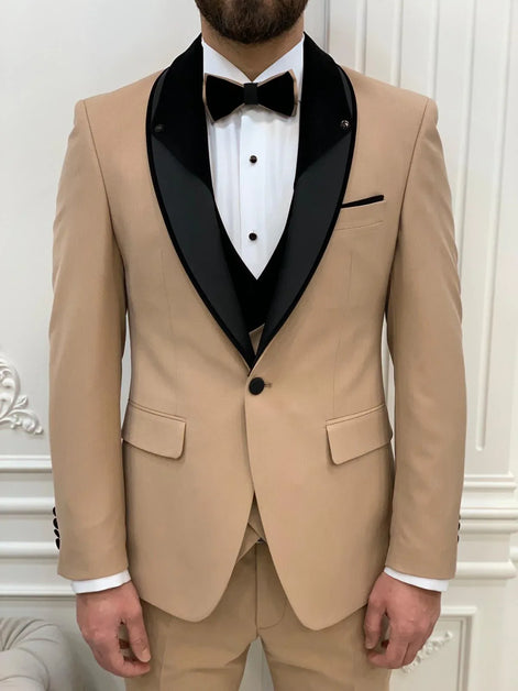Deerfield Slim Fit Velvet Shawl Lapel Gold Tuxedo