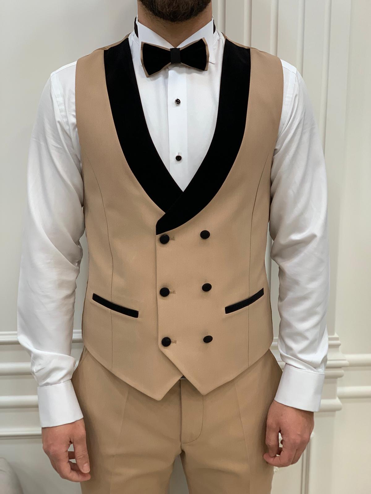 Deerfield Slim Fit Velvet Shawl Lapel Gold Tuxedo