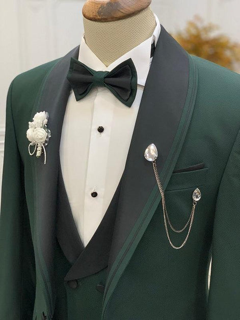 Deerfield Green Slim Fit Shawl Lapel Tuxedo