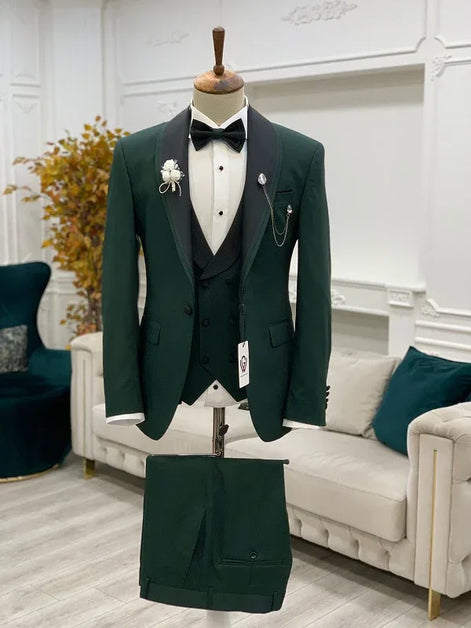 Deerfield Green Slim Fit Shawl Lapel Tuxedo
