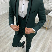 Deerfield Slim Fit Velvet Shawl Button Lapel Green Tuxedo