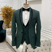 Deerfield Slim Fit Velvet Shawl Button Lapel Green Tuxedo