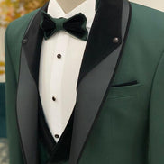 Deerfield Green Slim Fit Velvet Shawl Lapel Tuxedo