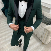 Deerfield Green Slim Fit Velvet Shawl Lapel Tuxedo