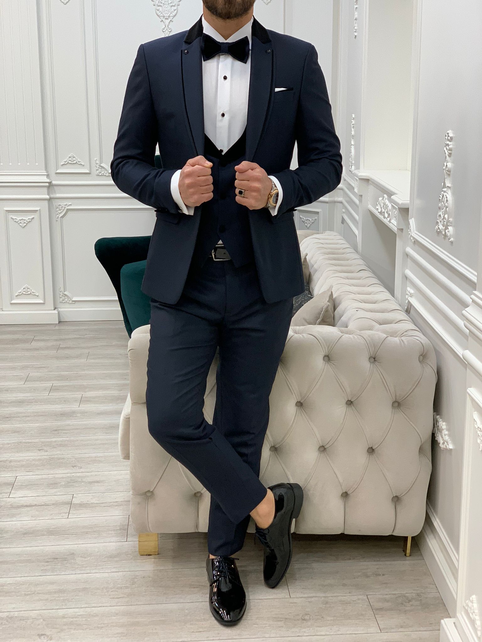 Deerfield Slim Fit Notch Lapel Midnight Blue Tuxedo