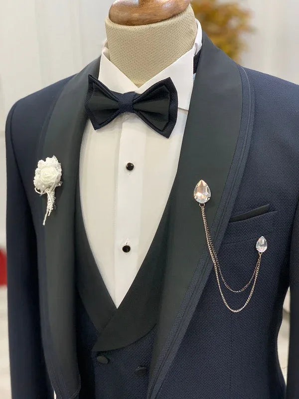Deerfield Navy Blue Slim Fit Shawl Lapel Tuxedo