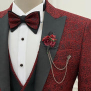 Deerfield Slim Fit Floral Patterned Red Tuxedo