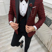 Deerfield Slim Fit Floral Patterned Red Tuxedo