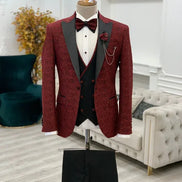 Deerfield Slim Fit Floral Patterned Red Tuxedo