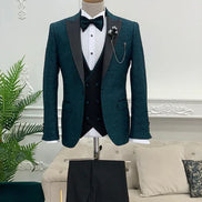 Deerfield Slim Fit Floral Patterned Teal Green Tuxedo