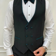 Deerfield Slim Fit Floral Patterned Teal Green Tuxedo