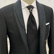 Destin Slim Fit Shawl Lapel Black Wedding Suit