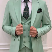 Destin Slim Fit Peak Lapel Sage Green Suit