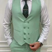 Destin Slim Fit Peak Lapel Sage Green Suit
