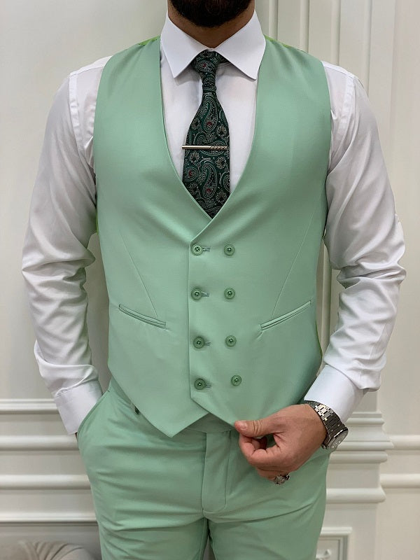 Destin Slim Fit Peak Lapel Sage Green Suit