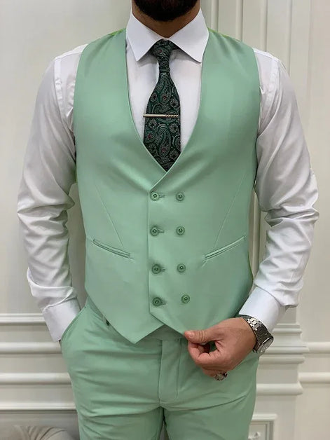 Destin Slim Fit Peak Lapel Sage Green Suit