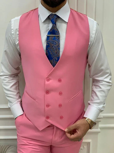 Destin Slim Fit Peak Lapel Pink Suit