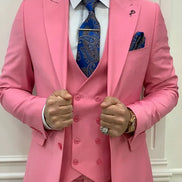 Destin Slim Fit Peak Lapel Pink Suit