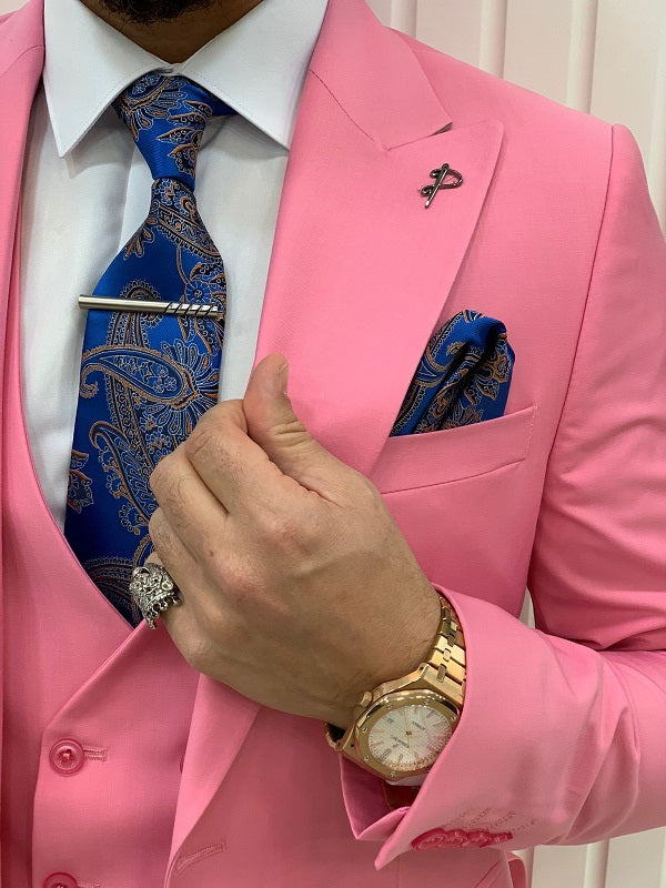 Destin Slim Fit Peak Lapel Pink Suit