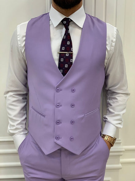 Destin Slim Fit Peak Lapel Purple Suit