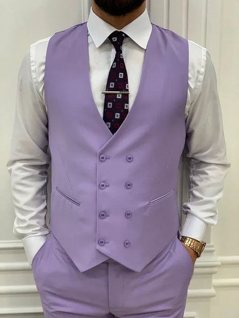 Destin Slim Fit Peak Lapel Purple Suit