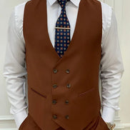 GentWith Destin Rust Brown Slim Fit Peak Lapel Suit