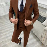 GentWith Destin Rust Brown Slim Fit Peak Lapel Suit