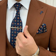GentWith Destin Rust Brown Slim Fit Peak Lapel Suit