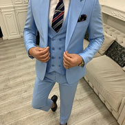 Destin Slim Fit Peak Lapel Light Blue Suit