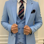 Destin Slim Fit Peak Lapel Light Blue Suit