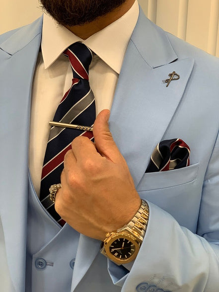 Destin Slim Fit Peak Lapel Light Blue Suit