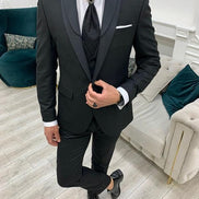 Destin Slim Fit Shawl Lapel Black Wedding Suit