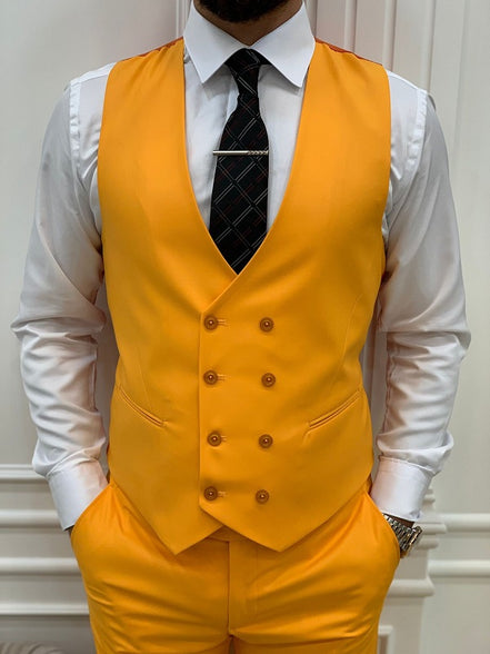 Destin Slim Fit Peak Lapel Yellow Suit