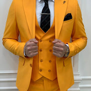 Destin Slim Fit Peak Lapel Yellow Suit