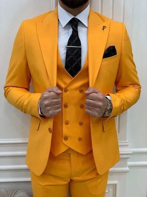 Destin Slim Fit Peak Lapel Yellow Suit