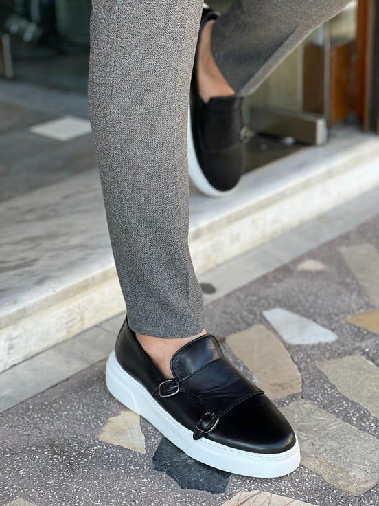 Black Double Monk Strap Shoes