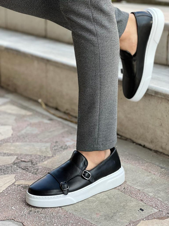 Black Double Monk Strap Shoes