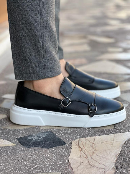 Edmond Black Double Monk Strap Shoes