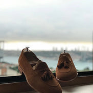 Elko Suede Leather Brown Tassel Loafers
